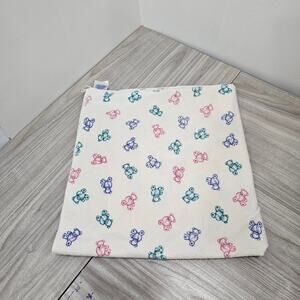 Dundee Natural Baby Flannel Receiving Blanket Swaddle White Teddy Bear Pink Blue